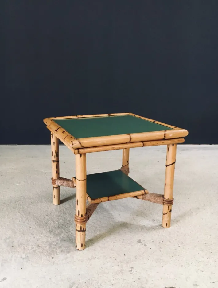 Pamono Mediterranean Bamboo Side Table in the style of Audoux Minet, France, 1950s Hot