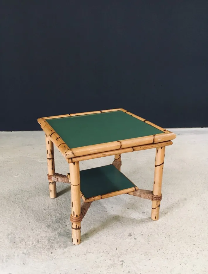 Pamono Mediterranean Bamboo Side Table in the style of Audoux Minet, France, 1950s Hot