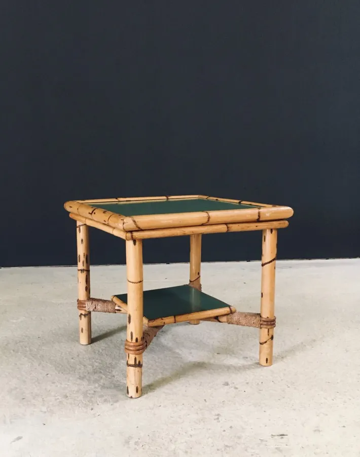 Pamono Mediterranean Bamboo Side Table in the style of Audoux Minet, France, 1950s Hot