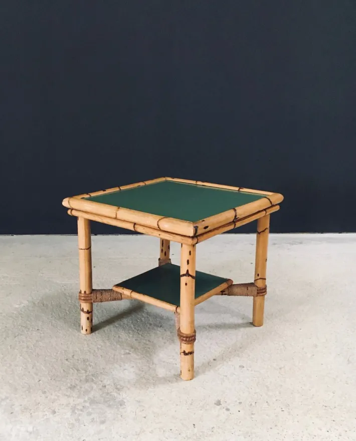 Pamono Mediterranean Bamboo Side Table in the style of Audoux Minet, France, 1950s Hot