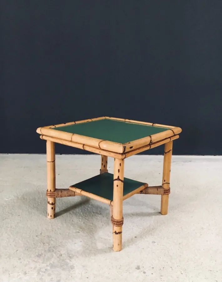 Pamono Mediterranean Bamboo Side Table in the style of Audoux Minet, France, 1950s Hot