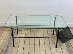 Pamono Metal and Glass Coffee Table by Gérard Guermomprez, 1956 Online