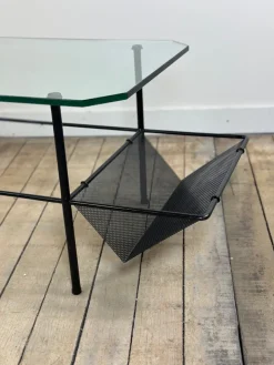 Pamono Metal and Glass Coffee Table by Gérard Guermomprez, 1956 Online