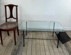 Pamono Metal and Glass Coffee Table by Gérard Guermomprez, 1956 Online