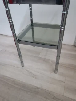 Pamono Metal and Smoked Glass Side Table, 1970s