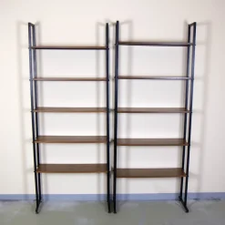 Pamono Metal and Teak Bookcases, 1960s, Set of 2