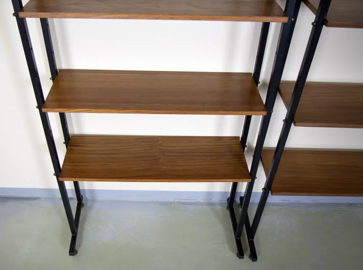 Pamono Metal and Teak Bookcases, 1960s, Set of 2