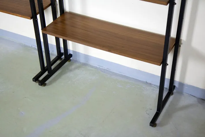 Pamono Metal and Teak Bookcases, 1960s, Set of 2