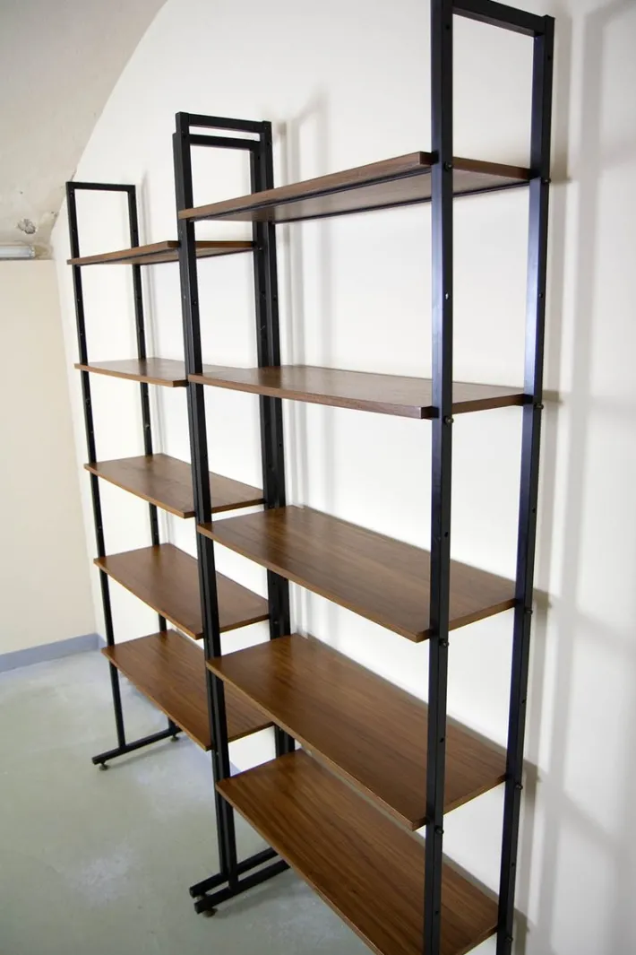 Pamono Metal and Teak Bookcases, 1960s, Set of 2