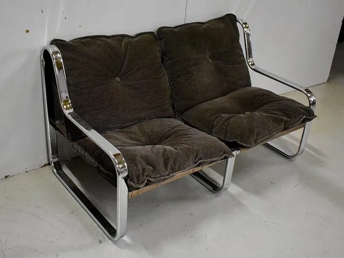 Pamono Metal Chrome Bench, 1970s Best