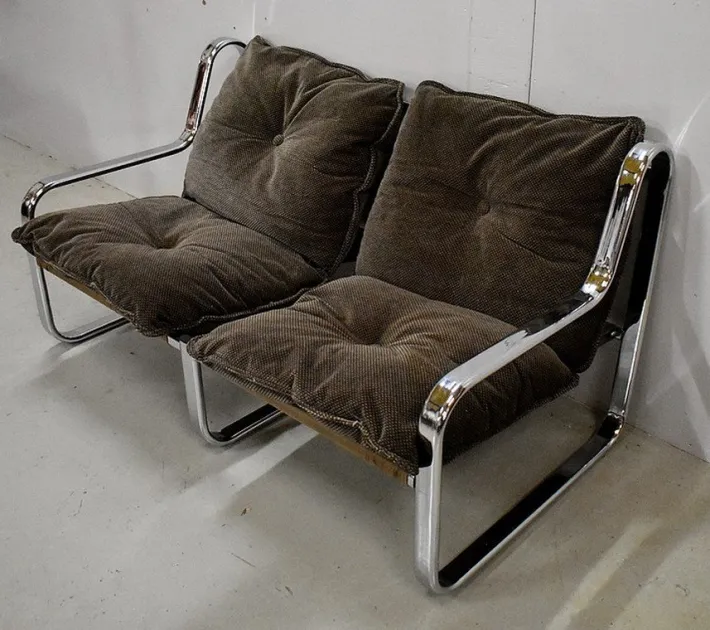 Pamono Metal Chrome Bench, 1970s Best