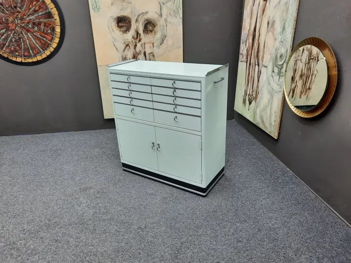 Pamono Metal Dentist Cabinet from Baisch, 1950s Hot