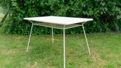 Pamono Metal Garden Table with Newspaper Shelf, 1950s Sale