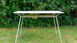 Pamono Metal Garden Table with Newspaper Shelf, 1950s Sale