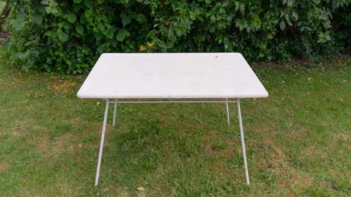 Pamono Metal Garden Table with Newspaper Shelf, 1950s Sale