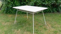 Pamono Metal Garden Table with Newspaper Shelf, 1950s Sale