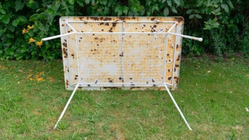 Pamono Metal Garden Table with Newspaper Shelf, 1950s Sale