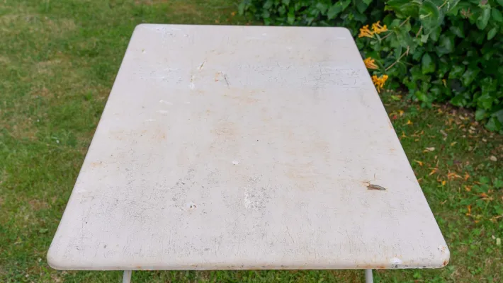 Pamono Metal Garden Table with Newspaper Shelf, 1950s Sale