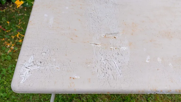 Pamono Metal Garden Table with Newspaper Shelf, 1950s Sale