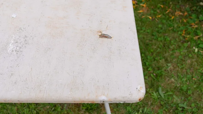 Pamono Metal Garden Table with Newspaper Shelf, 1950s Sale