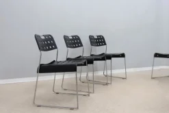 Pamono Metal Omstak Chairs by Rodney Kinsman for Bieffeplast, 1970s, Set of 6 New