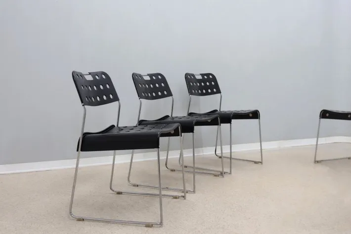 Pamono Metal Omstak Chairs by Rodney Kinsman for Bieffeplast, 1970s, Set of 6 New