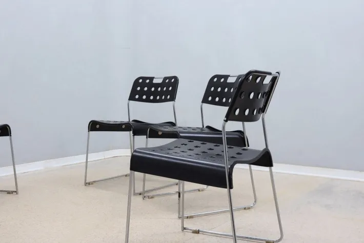 Pamono Metal Omstak Chairs by Rodney Kinsman for Bieffeplast, 1970s, Set of 6 New