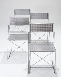 Pamono Metal X-Lines Chairs attributed to Niels Jørgen Haugesen, 1970s, Set of 4 Online