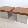 Pamono Mid-Century American Chrome and Burlwood Coffee Tables by Milo Baughman for Thayer Coggin, 1970s, Set of 2