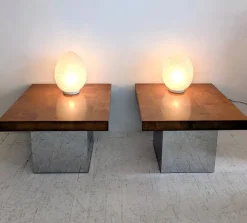 Pamono Mid-Century American Chrome and Burlwood Coffee Tables by Milo Baughman for Thayer Coggin, 1970s, Set of 2