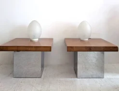 Pamono Mid-Century American Chrome and Burlwood Coffee Tables by Milo Baughman for Thayer Coggin, 1970s, Set of 2