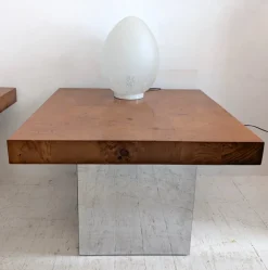 Pamono Mid-Century American Chrome and Burlwood Coffee Tables by Milo Baughman for Thayer Coggin, 1970s, Set of 2