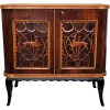Pamono Mid-Century Art Deco Italian Forest Wildlife Carved Wood Dry Bar Cabinet, 1960s Sale