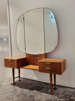 Pamono Mid-Century Art Deco Style Walnut & Brass Dressing Table by A.A. Patijn for Zijlstra Joure Best