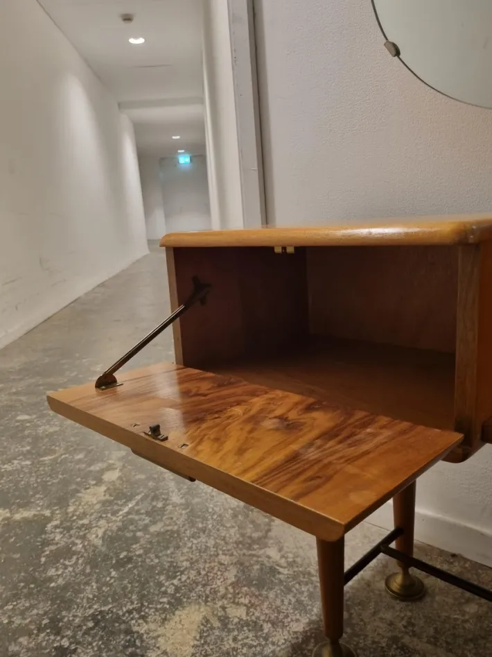 Pamono Mid-Century Art Deco Style Walnut & Brass Dressing Table by A.A. Patijn for Zijlstra Joure Best