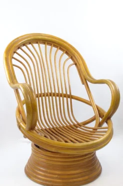 Pamono Mid-Century Bambo Swivel Rocking Chair, 1970s Outlet