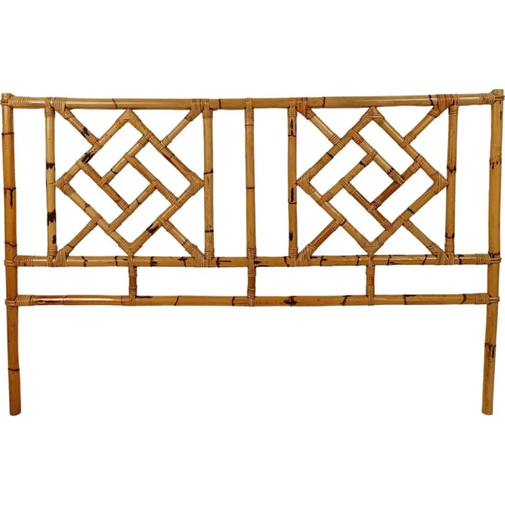 Pamono Mid-Century Bamboo and Rattan Bed Headboard in Chinese Chippendale Style, 1970s