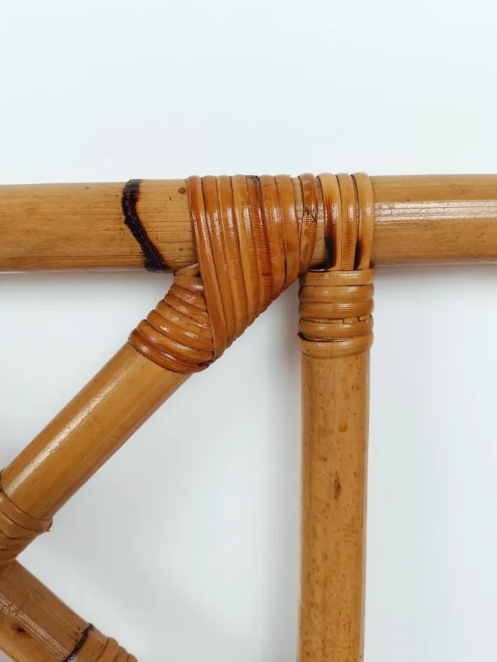 Pamono Mid-Century Bamboo and Rattan Bed Headboard in Chinese Chippendale Style, 1970s