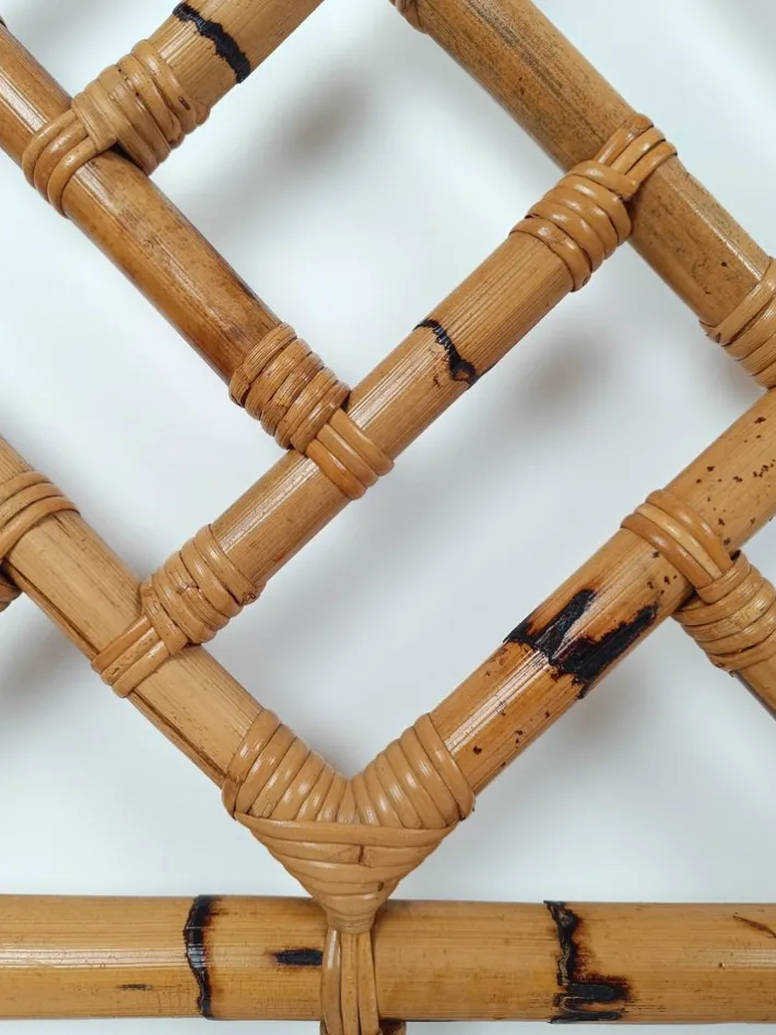 Pamono Mid-Century Bamboo and Rattan Bed Headboard in Chinese Chippendale Style, 1970s
