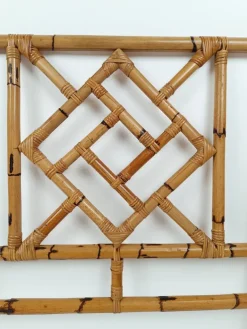 Pamono Mid-Century Bamboo and Rattan Bed Headboard in Chinese Chippendale Style, 1970s