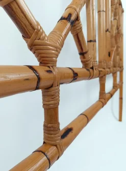 Pamono Mid-Century Bamboo and Rattan Bed Headboard in Chinese Chippendale Style, 1970s