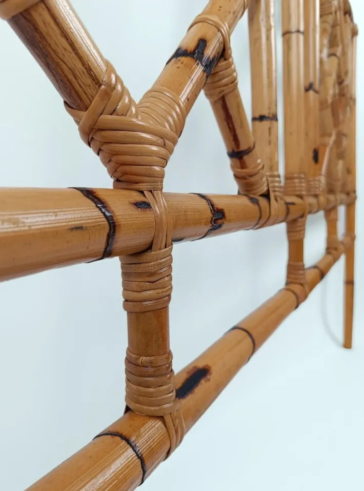 Pamono Mid-Century Bamboo and Rattan Bed Headboard in Chinese Chippendale Style, 1970s