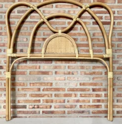 Pamono Mid-Century Bamboo and Rattan Single Headboard Bed, 1960s New