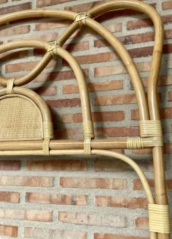 Pamono Mid-Century Bamboo and Rattan Single Headboard Bed, 1960s New