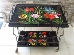 Pamono Mid-Century Bar Cart with Vallauris Tiles, 1950s Clearance