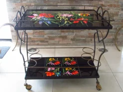 Pamono Mid-Century Bar Cart with Vallauris Tiles, 1950s Clearance