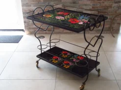 Pamono Mid-Century Bar Cart with Vallauris Tiles, 1950s Clearance
