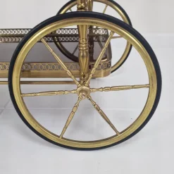 Pamono Mid-Century Bar Trolley with Wood and Brass, France, 1950s