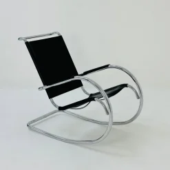 Pamono Mid-Century Bauhaus Rocking Chair in Leather by Fasem, 1980s Hot