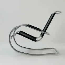 Pamono Mid-Century Bauhaus Rocking Chair in Leather by Fasem, 1980s Hot